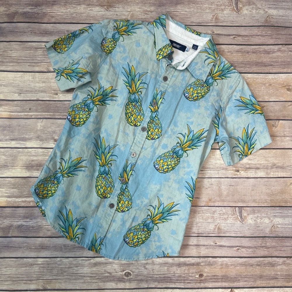 UNIVIBE Big Boys Pineapple Blend Print Woven Shirt Size M